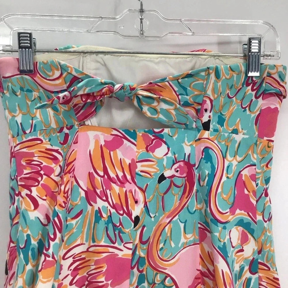Lilly Pulitzer Franco Printed Flamingo Strapless Summer Beach Dress Size 0 - Picture 5 of 11